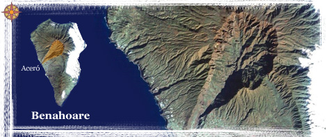 Situaci�n de la Caldera de Taburiente, en La Palma, vista desde sat�lite