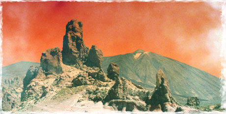 Roques de Garca, con El Teide al fondo