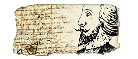 Retrato de Viana, con fragmento manuscrito de la obra y mapa antiguo de las Islas al fondo