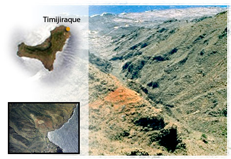 Vistas de Timijiraque y su ubicacin al nordeste de El Hierro