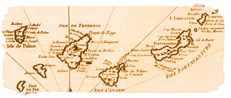 Mapa antiguo de Canarias