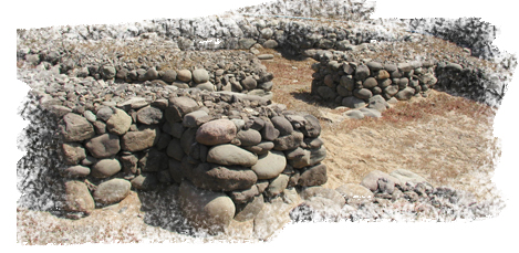 Restos de algunas casas de piedra en Gáldar, Gran Canaria